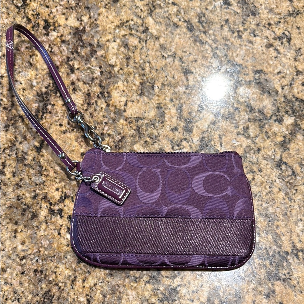 Coach Purple Wristlet with Signature Monogram